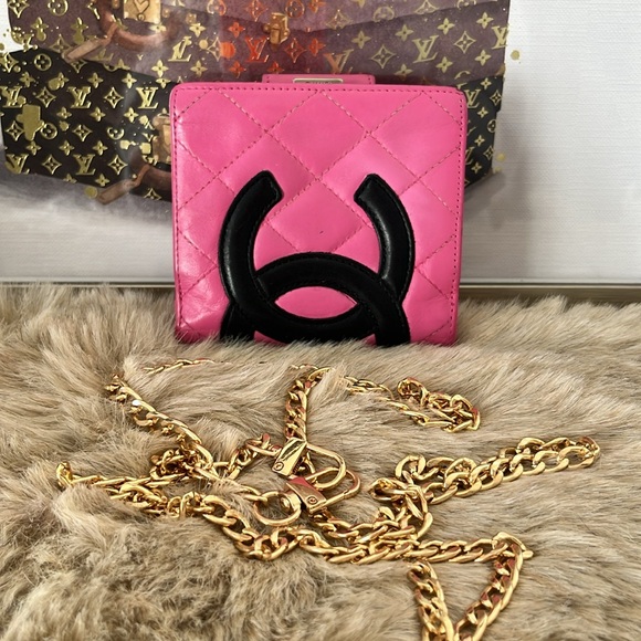 CHANEL Bifold Wallet Card Coin Bill Case Purse hot Pink - Picture 2 of 10